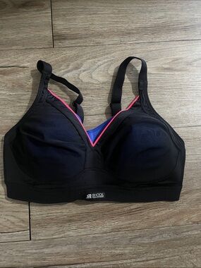 Black Shock Absorber High-Support Sports Bra with Pink Trim